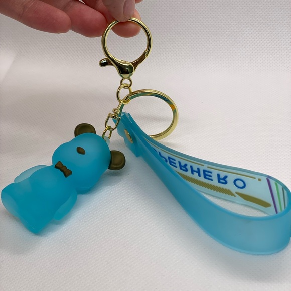 Keychain Charm Superhero Blue Bear Supreme airpod case charm cute charm keyring - Picture 5 of 7